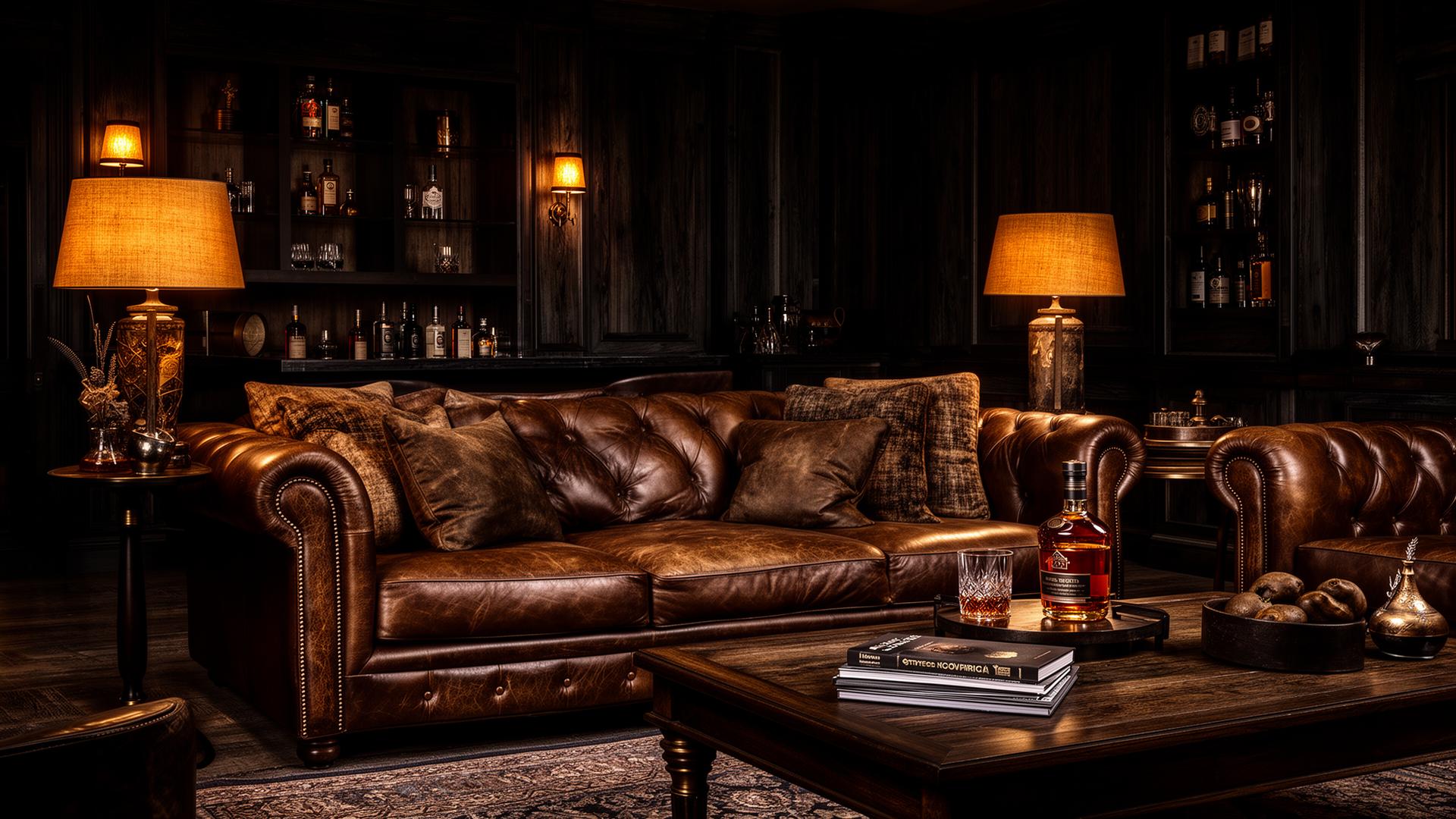 Lounge premium com sofá de couro
